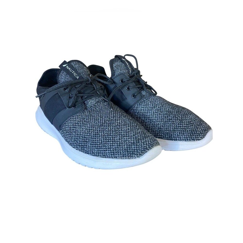 Nautica Knit Athletic Sneakers Womens Size 9 Lightweight LaceUp Gray Black White